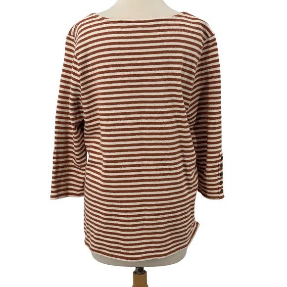 J. Jill Women's Pullover 3/4 Sleeve Square Neck Brown/Cream Striped Top XL - Picture 8 of 8